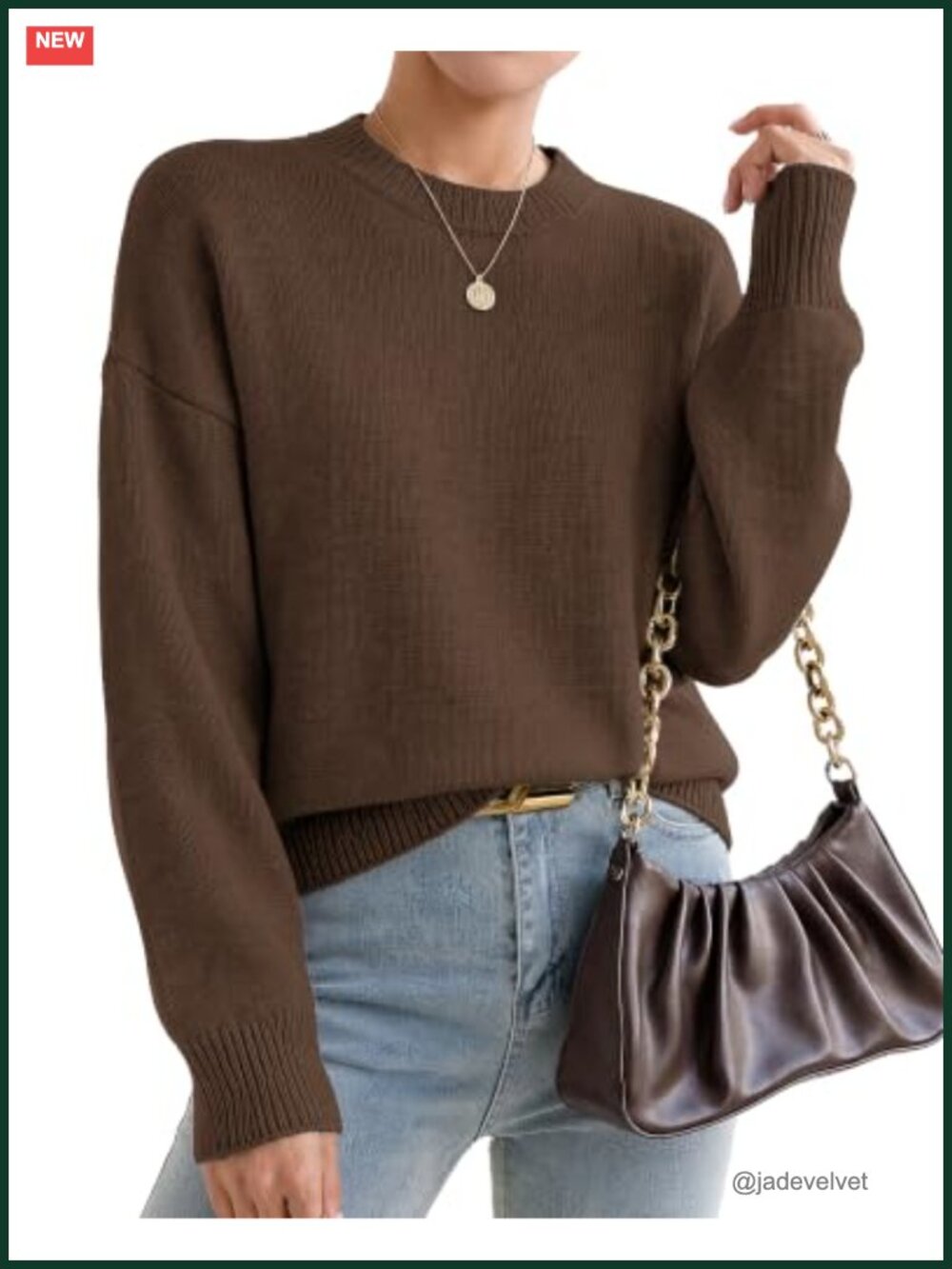 Cashmere Oversized Crewneck Pullover Sweater for Women Anti-Pilling Fall Winter